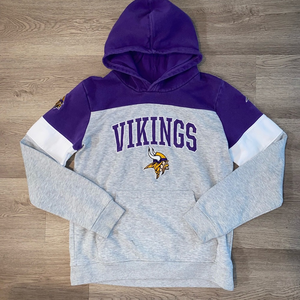 Vintage Minnesota Vikings Hoodie Sweatshirt Youth Size Large EXCELLENT
